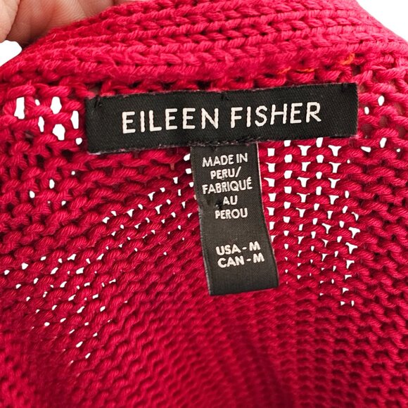 Eileen Fisher Red Knit Loose Fit Cotton Sweater Sz M - Picture 6 of 8